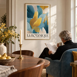 Luxurious Wall Art, framed on the wall of an elegant dining room with a cream wall
