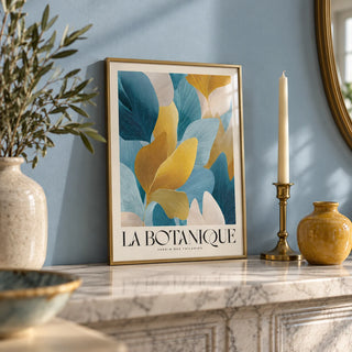 Luxurious Wall Art, a small A4 framed print leaning on a shelf in a living room