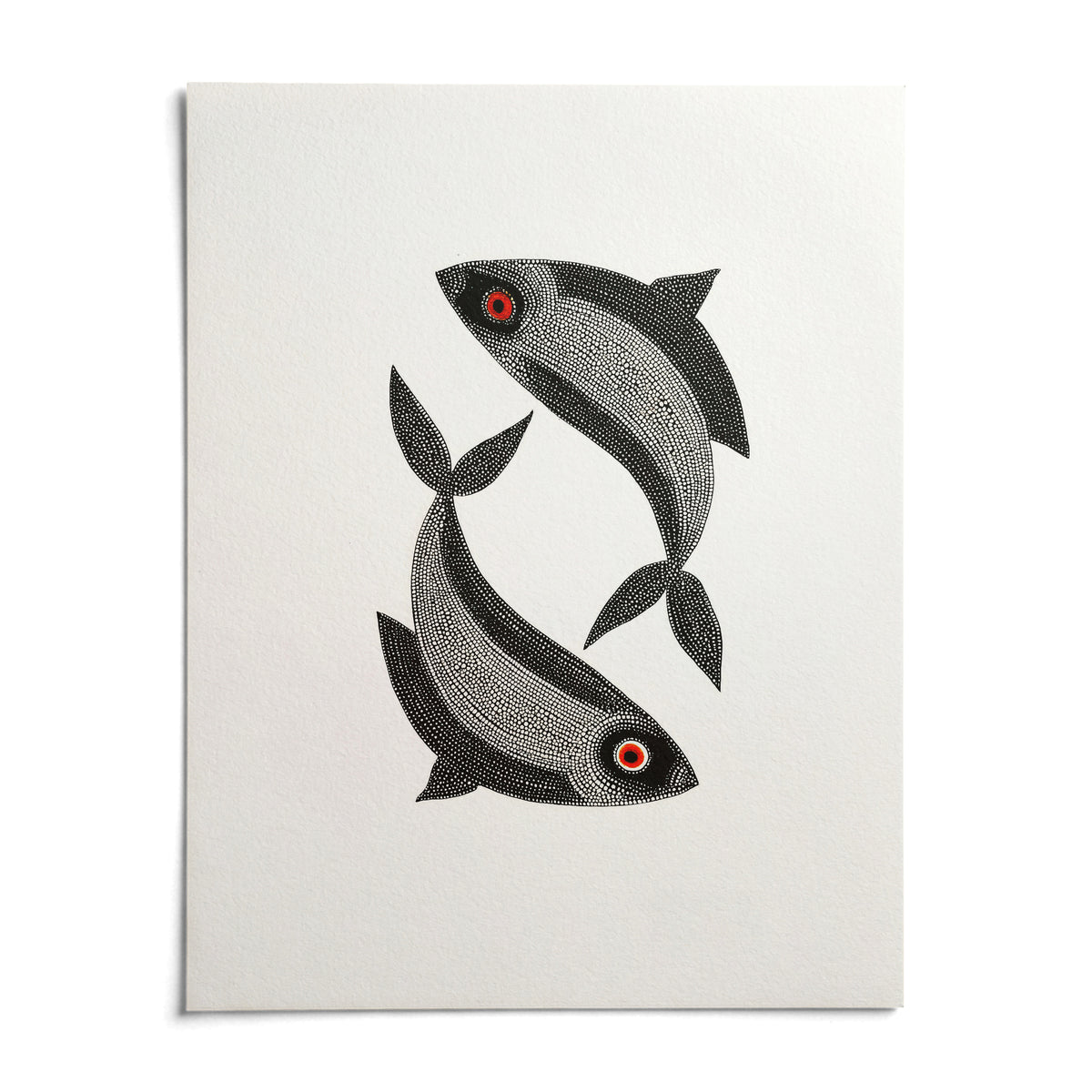 Madhubani Fish Wall Art, shown as an unframed paper print on a plain white background