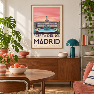 Madrid Landmark Art Print shown in a creative city apartment (frame not included)