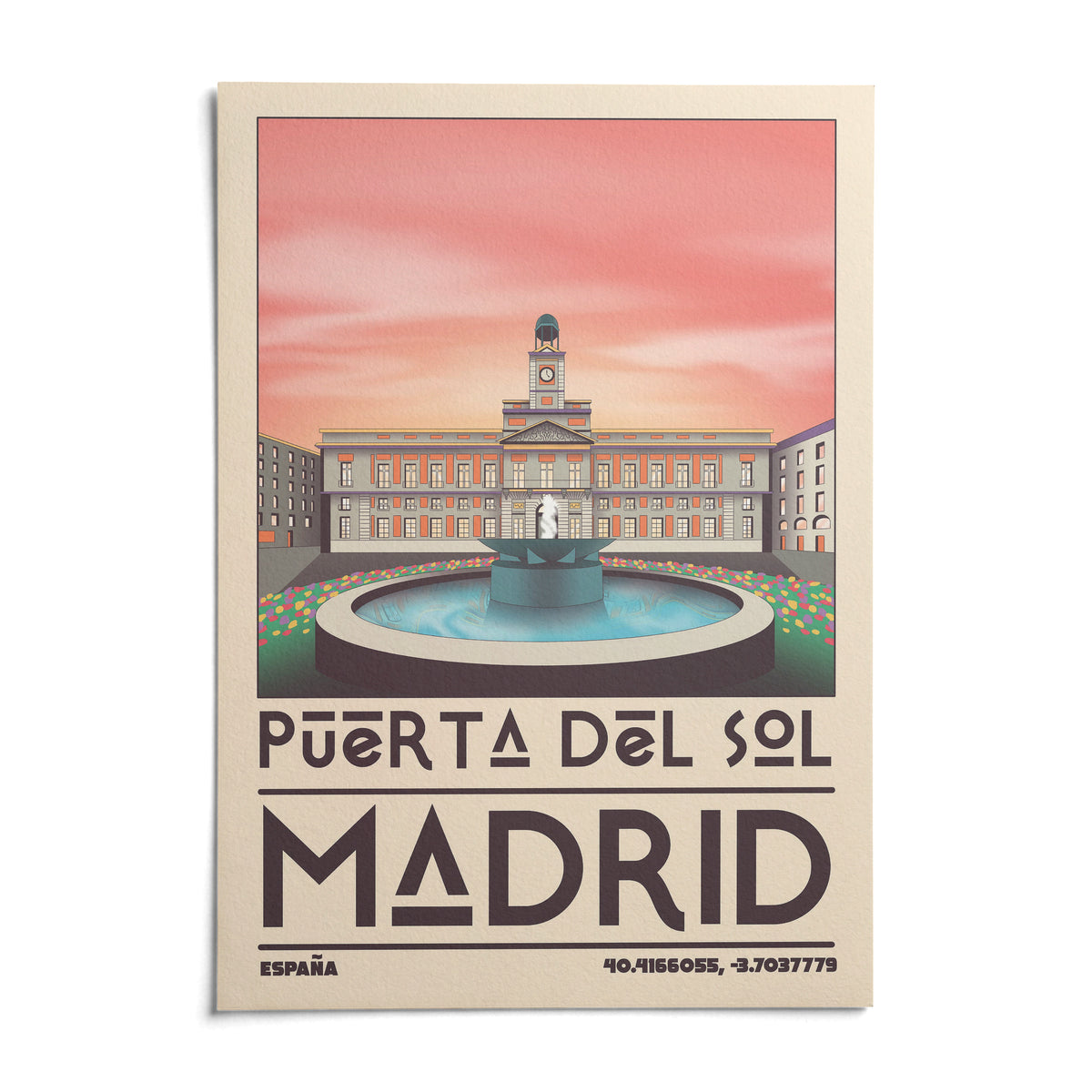 Madrid Landmark Art Print, shown as an unframed paper print on a plain white background
