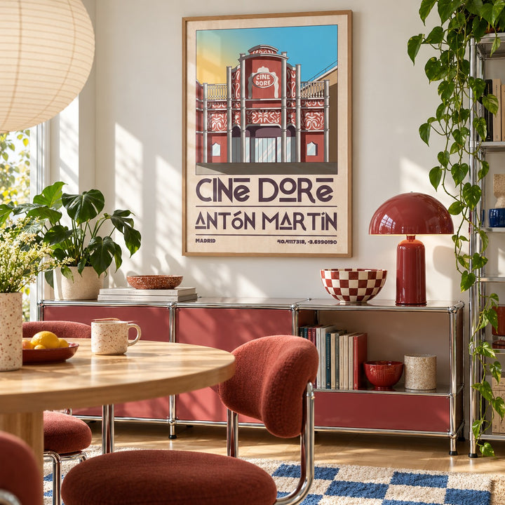 Madrid Landmark Poster shown in a retro breakfast nook (frame not included)