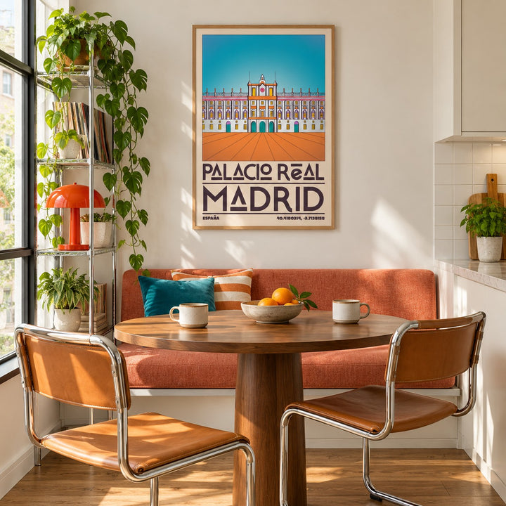 Madrid Royal Palace Poster shown in a breakfast nook (frame not included)