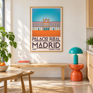 Madrid Royal Palace Poster shown in a colourful minimalist room (frame not included)