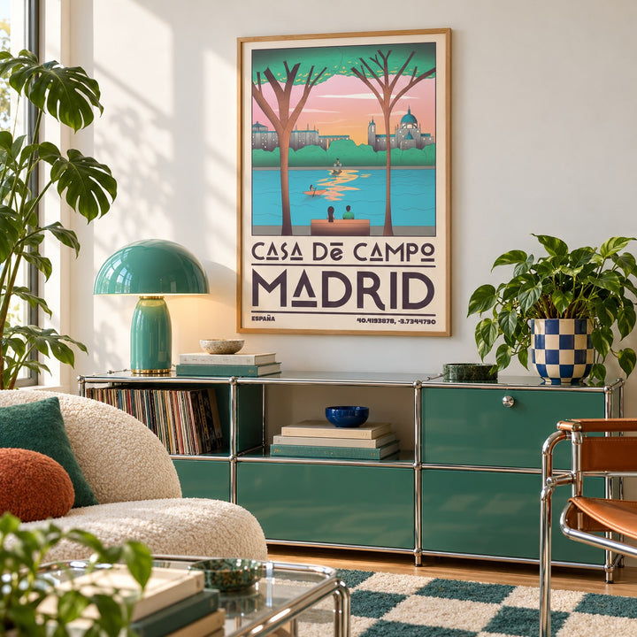 Madrid Wall Art shown in a playful living room with a retro modular sideboard (frame not included)