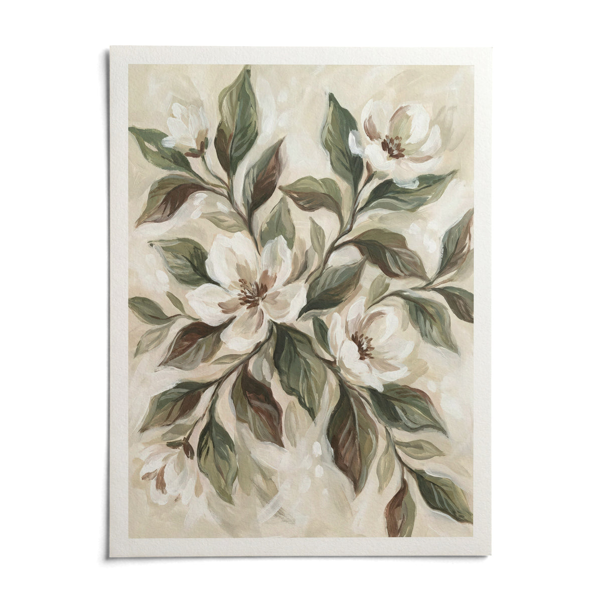 Magnolia Wall Decor, shown as an unframed paper print on a plain white background
