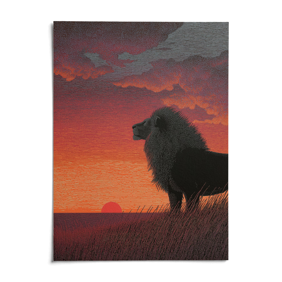 Majestic Lion Art Print, shown as an unframed paper print on a plain white background
