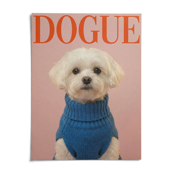 Maltese Dog Wall Art, shown as an unframed paper print on a plain white background