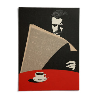 Art Deco Newspaper Reader Print, shown as an unframed paper print on a plain white background