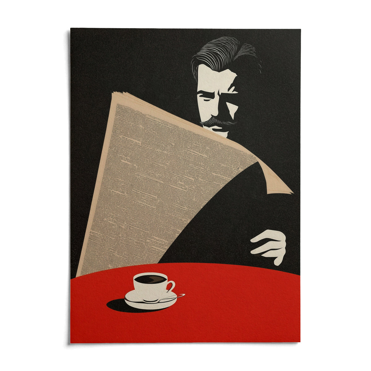 Art Deco Newspaper Reader Print, shown as an unframed paper print on a plain white background