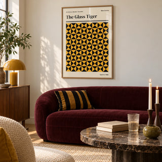 Manchester Art Print, framed on the wall of a calm living room with a warm white wall
