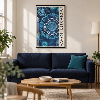 Mandala Wall Art, framed on the wall of a modern living room in a UK city flat with warm white walls