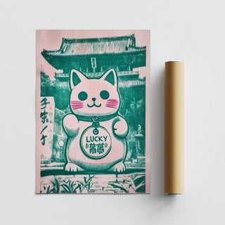 Peaceful temple scene included in cultural good luck presents artwork