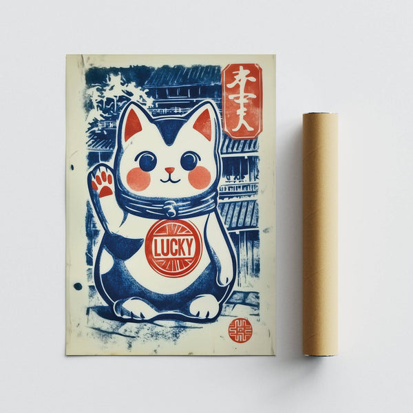 lucky cat charm with Maneki Neko design