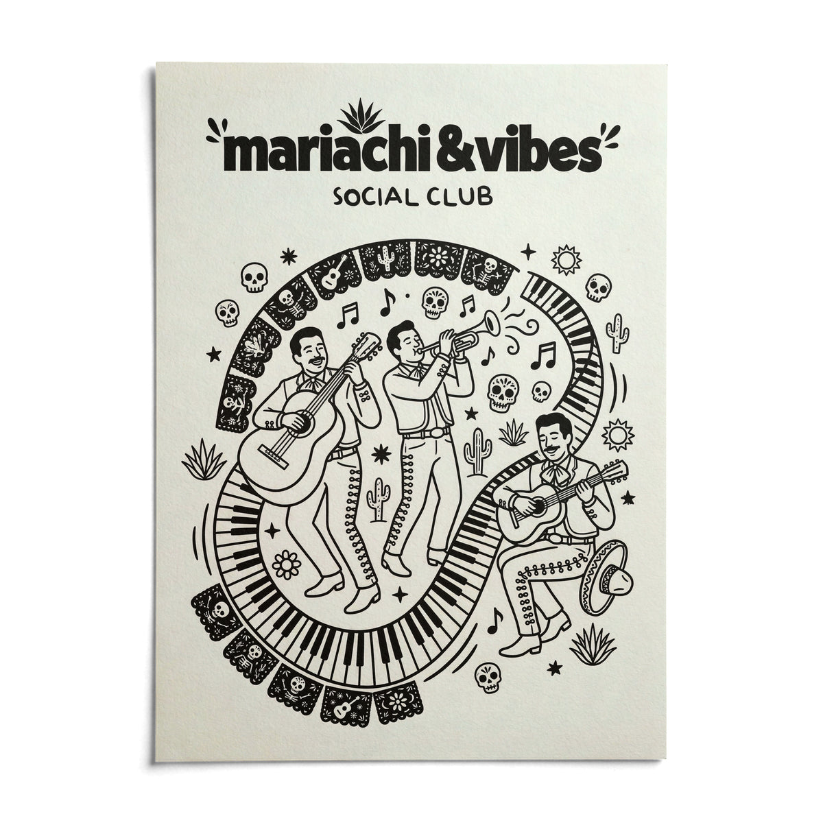 Mariachi Art Print, shown as an unframed paper print on a plain white background