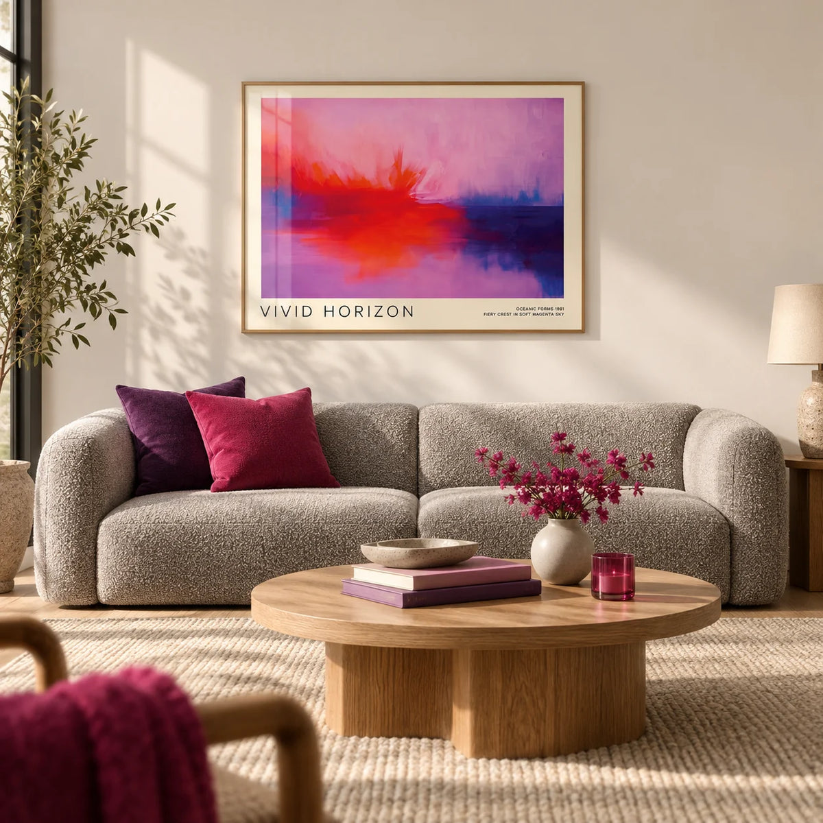 Mark Rothko Artwork, framed on the wall of a design-led living room with a warm white wall and a pale oak floor