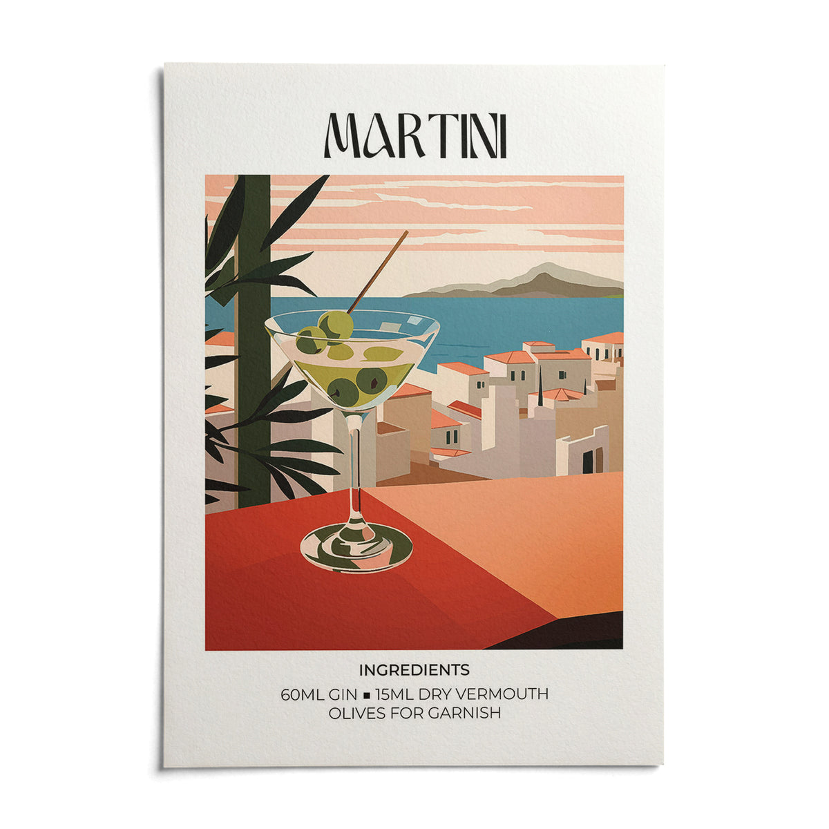 Martini Poster, shown as an unframed paper print on a plain white background