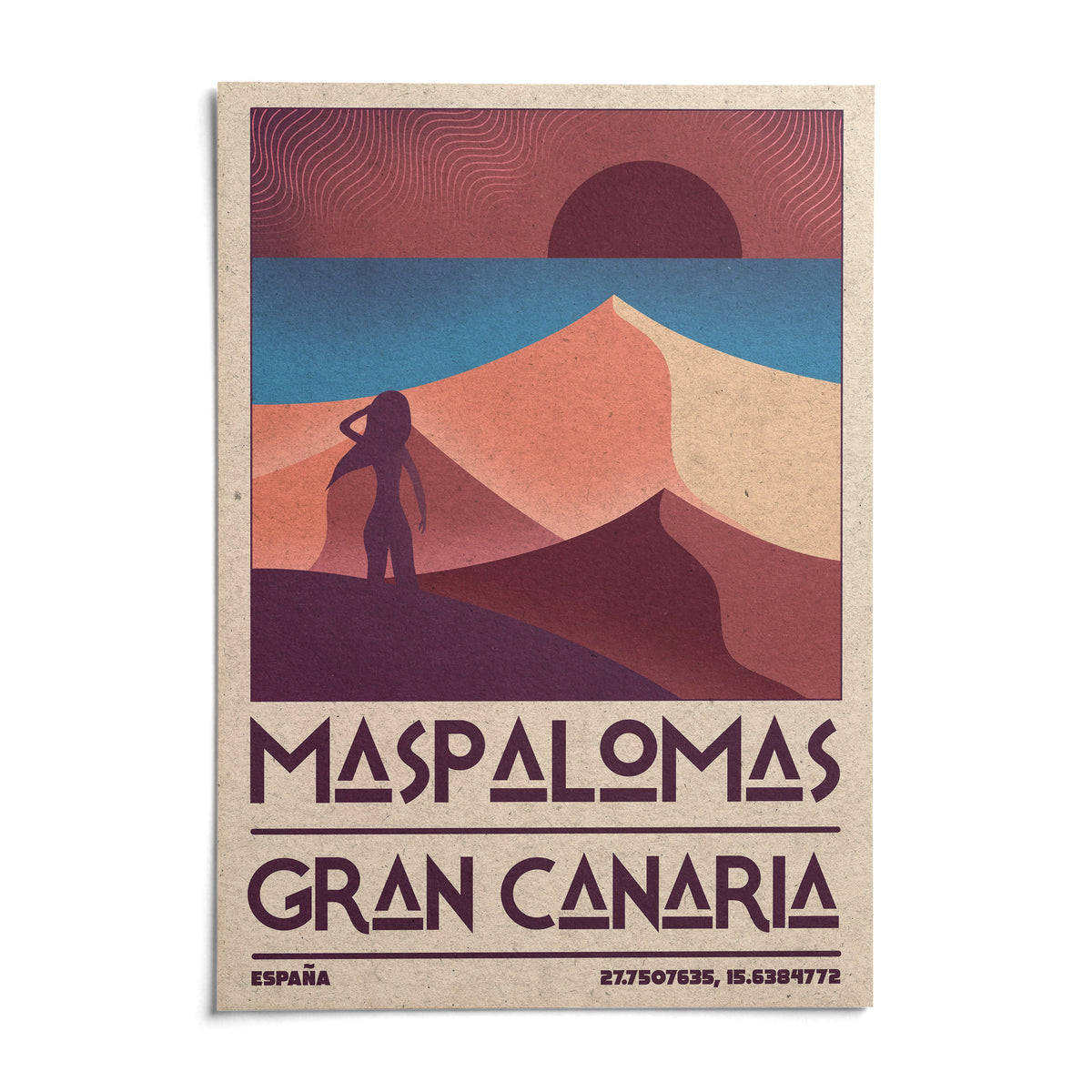Maspalomas Vintage Wall Art, shown as an unframed paper print on a plain white background