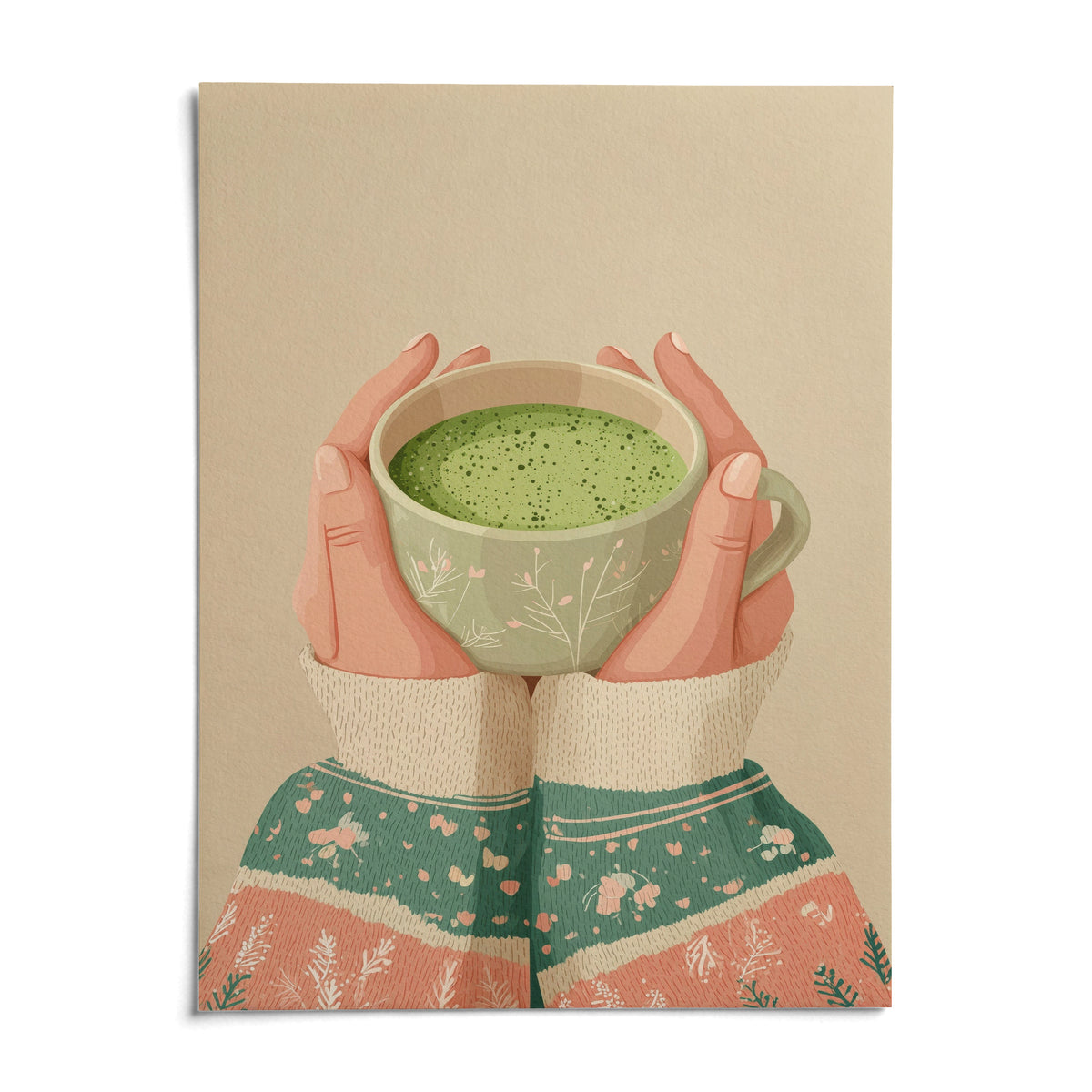 Matcha Tea Art Print, shown as an unframed paper print on a plain white background