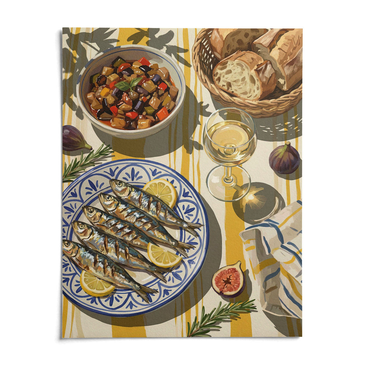 Mediterranean Kitchen Decor, shown as an unframed paper print on a plain white background