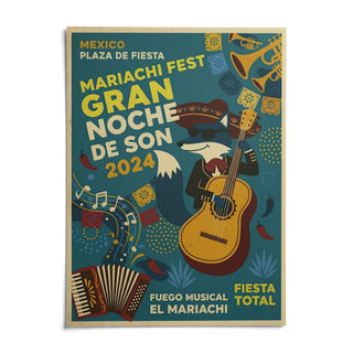 Mexican Fiesta Art Print, shown as an unframed paper print on a plain white background