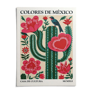 Mexican Folk Art Cactus, shown as an unframed paper print on a plain white background