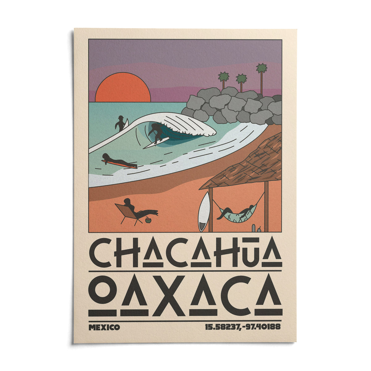 Mexico Beach Art Print, shown as an unframed paper print on a plain white background