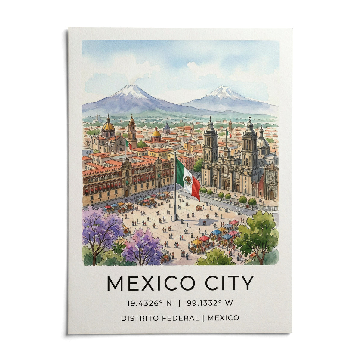 Mexico City Art Print, shown as an unframed paper print on a plain white background