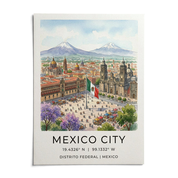Mexico City Art Print, shown as an unframed paper print on a plain white background