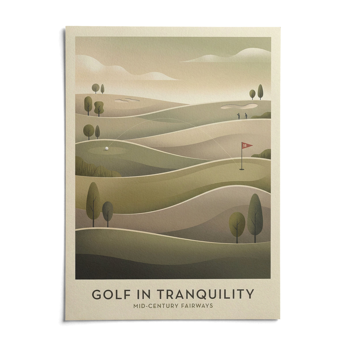 Mid-century Golf Art, shown as an unframed paper print on a plain white background