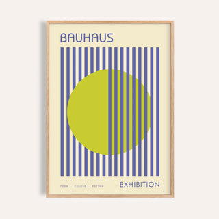 Mid Century Modern Art: Lime Veil framed print on a warm off-white wall