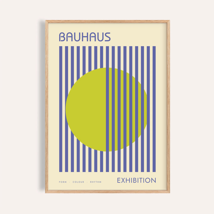 Mid Century Modern Art: Lime Veil framed print on a warm off-white wall