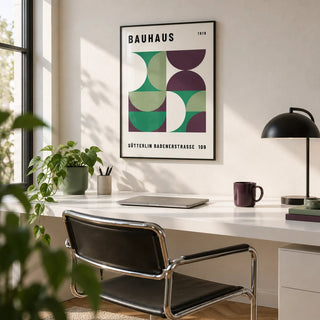 Mid Century Modern Art, framed on the wall of a modern home office