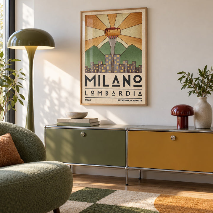 Milano Art Print shown in a calm reading corner (frame not included)