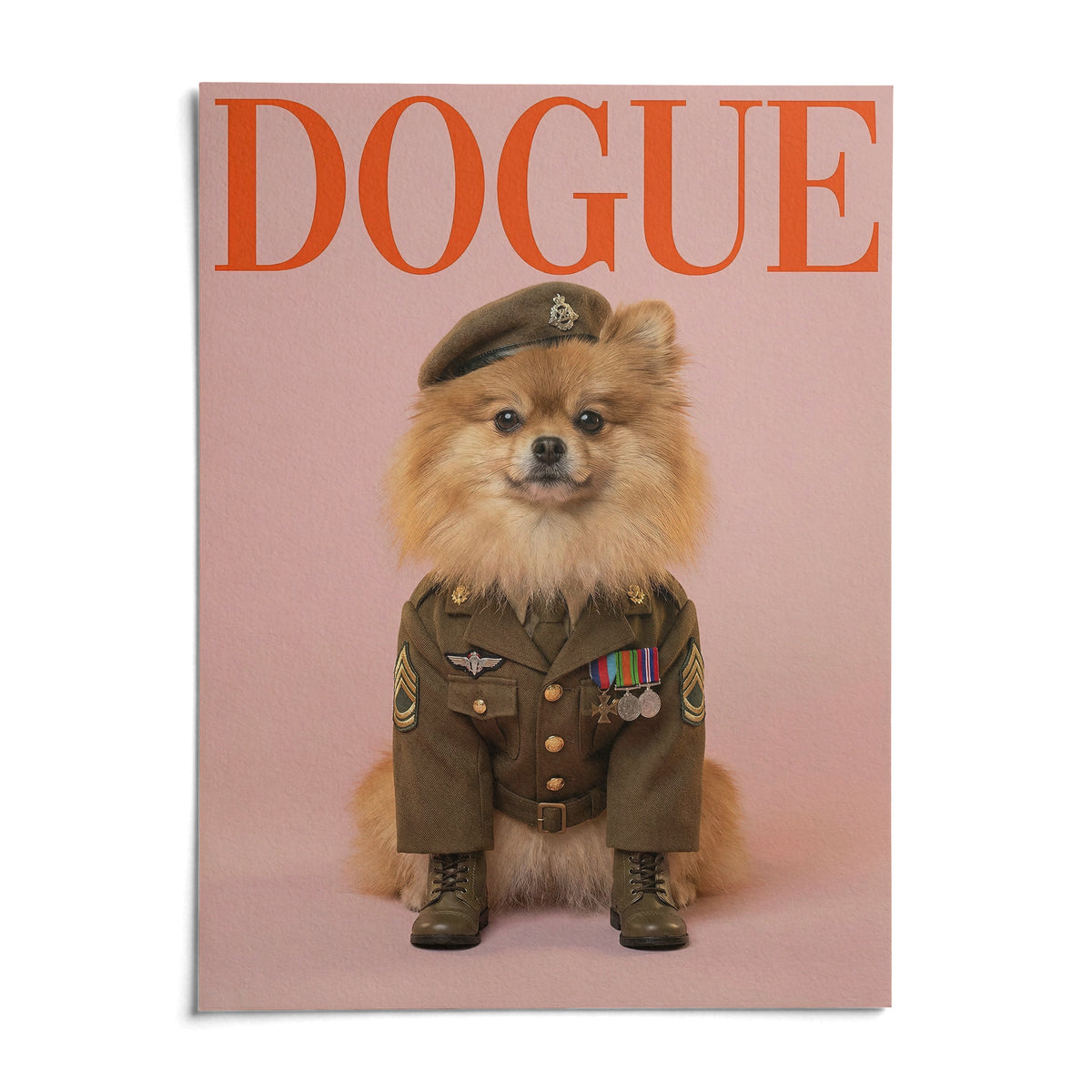 Military Dog Wall Art, shown as an unframed paper print on a plain white background
