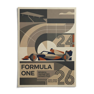 Minimal Geometric Racing Poster, shown as an unframed paper print on a plain white background