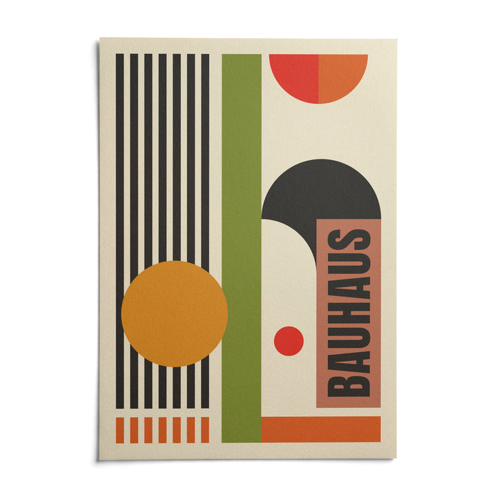 Bauhaus Abstract Art Print, shown as an unframed paper print on a plain white background