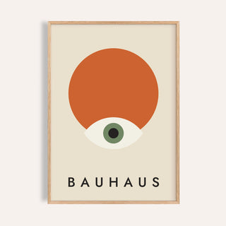 Modern Geometric Abstract Art: Mid-Century Vision framed print on a warm off-white wall