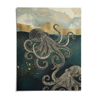 Modern Octopus Wall Art, shown as an unframed paper print on a plain white background