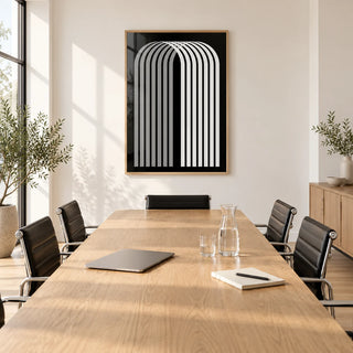 Modern Office Wall Decor, framed on the wall of a bright