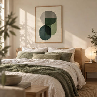 Modern Poster Decor, framed on the wall of a serene bedroom