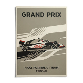 Modern Racing Car Poster, shown as an unframed paper print on a plain white background