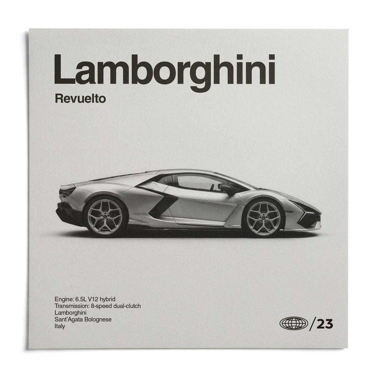 Modern Supercar Art Print, shown as an unframed paper print on a plain white background