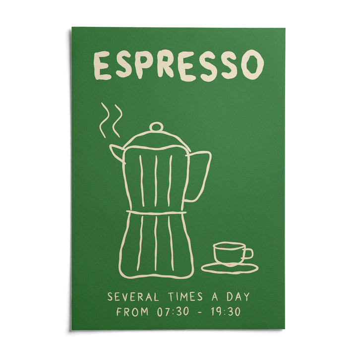 Moka Pot Print, shown as an unframed paper print on a plain white background