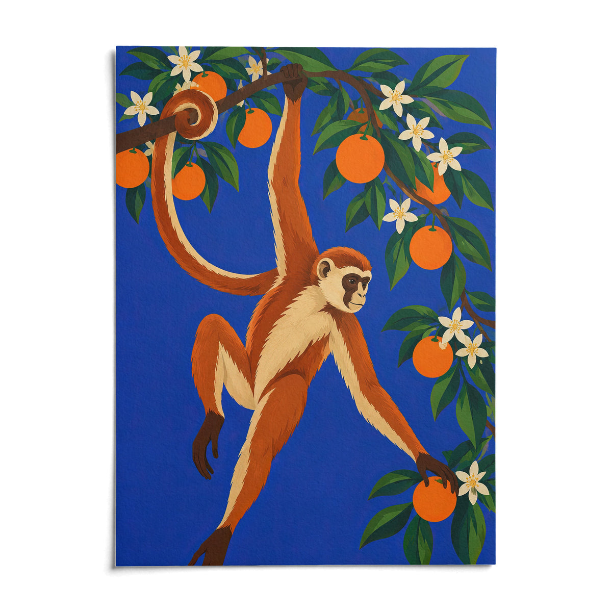 Monkey Wall Art, shown as an unframed paper print on a plain white background