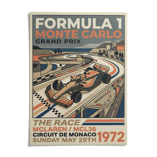 Monte Carlo Retro Racing Poster, shown as an unframed paper print on a plain white background