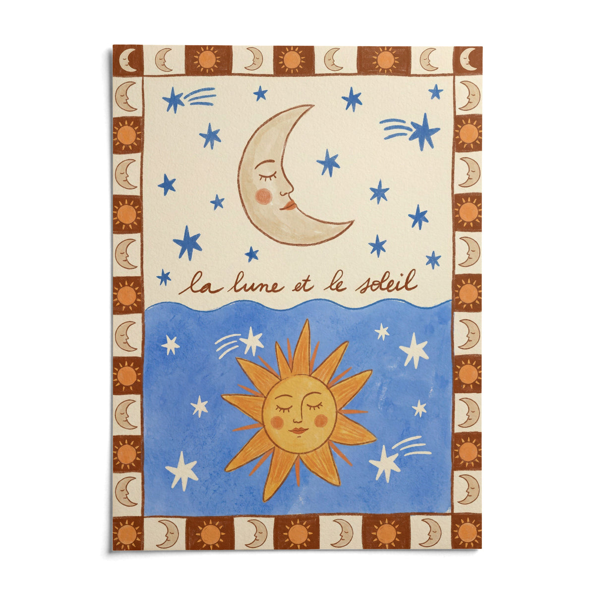 Moon And Sun Print, shown as an unframed paper print on a plain white background