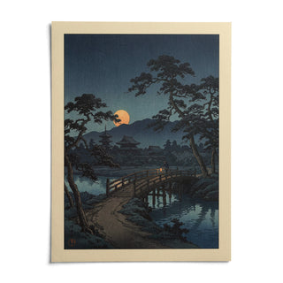 Moonlit Bridge Art Print, shown as an unframed paper print on a plain white background