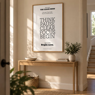 Motivational Art for the Office, framed on the wall of a calm hallway with a warm beige wall