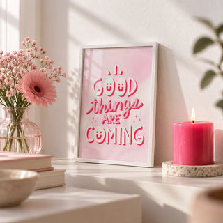 Motivational Posters for Students, a small A4 framed print leaning on a white shelf in a living room